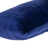 Quilted Velvet Blue Lumbar Throw Pillow