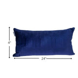 Quilted Velvet Blue Lumbar Throw Pillow