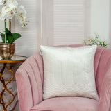 Quilted Velvet White Square Throw Pillow