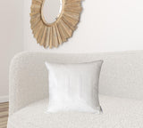 Quilted Velvet White Square Throw Pillow