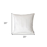 Quilted Velvet White Square Throw Pillow