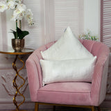 Quilted Velvet White Lumbar Throw Pillow