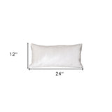 Quilted Velvet White Lumbar Throw Pillow