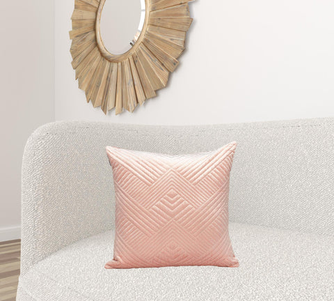 Transitional Pink Quilted Throw Pillow