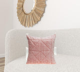 Pink Chunky Geo Stitched Velvet Decorative Throw Pillow