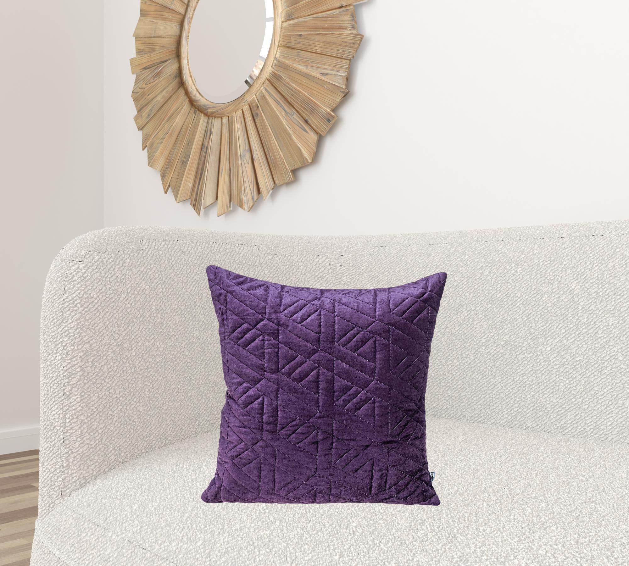 Purple Velvet Quilted Throw Pillow