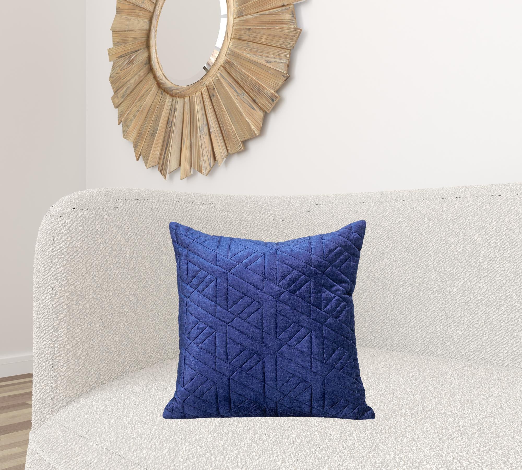 Blue Velvet Quilted Throw Pillow