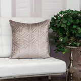 Taupe Velvet Quilted Throw Pillow