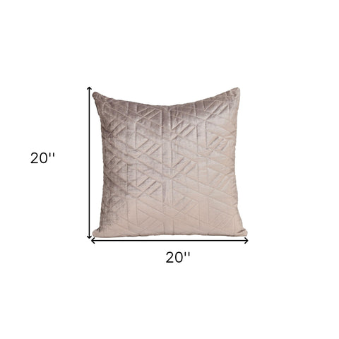 Taupe Velvet Quilted Throw Pillow