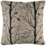 Black and Natural Artisanal Birds Down Throw Pillow