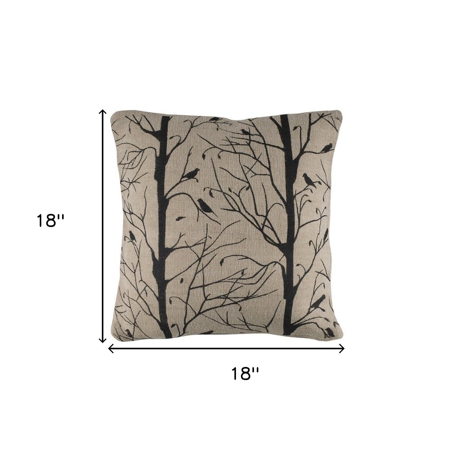 Black and Natural Artisanal Birds Down Throw Pillow