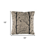 Black and Natural Artisanal Birds Down Throw Pillow