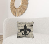 Tan Black Fleur De Lis Down Filled Throw Pillow