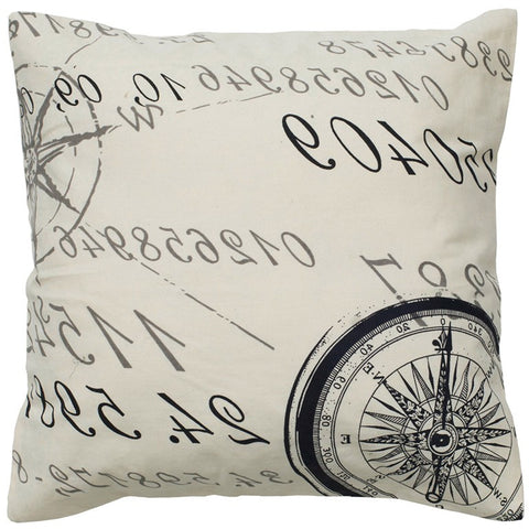 Black and Ivory Classic Nautical Down Throw Pillow