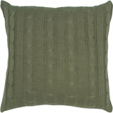 Olive Green Knit Sweater Stripe Down Throw Pillow