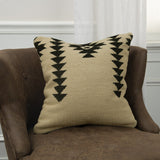 Black Beige Mod Tribal Down Filled Throw Pillow