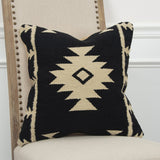 Black Beige Tribal Woven Down Filled Throw Pillow