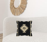 Black Beige Tribal Woven Down Filled Throw Pillow