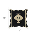 Black Beige Tribal Woven Down Filled Throw Pillow