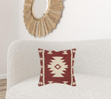 Red Beige Tribal Woven Down Filled Throw Pillow