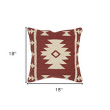 Red Beige Tribal Woven Down Filled Throw Pillow