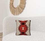 Ivory Orange Kilim Down Filled Throw Pillow