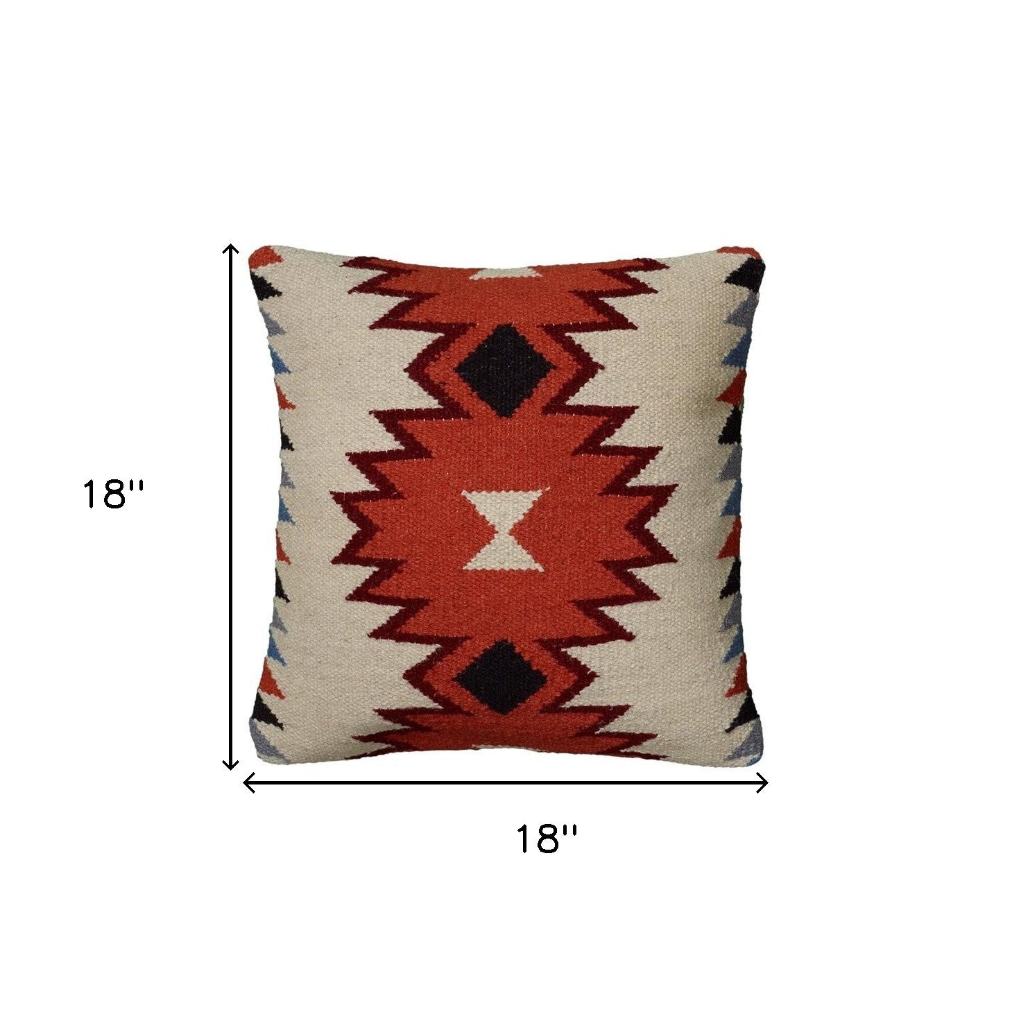 Ivory Orange Kilim Down Filled Throw Pillow