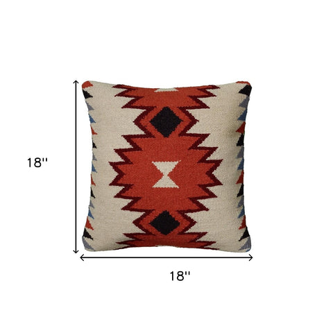 Ivory Orange Kilim Down Filled Throw Pillow