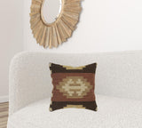 Brown Beige Tribal Down Filled Throw Pillow