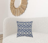 Blue Natural Ikat Down Filled Throw Pillow