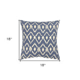 Blue Natural Ikat Down Filled Throw Pillow