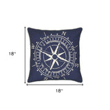 18" Navy and White Nautical Compass Throw Pillow