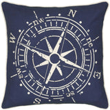 18" Navy and White Nautical Compass Throw Pillow