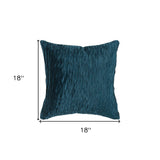 Dark Teal Blue Crinkle Down Filled Throw Pillow