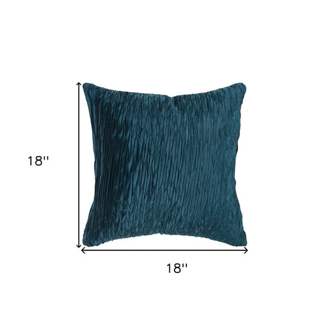 Dark Teal Blue Crinkle Down Filled Throw Pillow