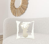 Ivory Tan Reindeer Down Filled Throw Pillow