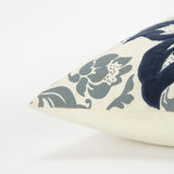 Blue Ivory Flower Pod Down Filled Throw Pillow