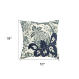 Blue Ivory Flower Pod Down Filled Throw Pillow