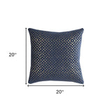 Navy Gold Cross Hatch Pattern Throw Pillow