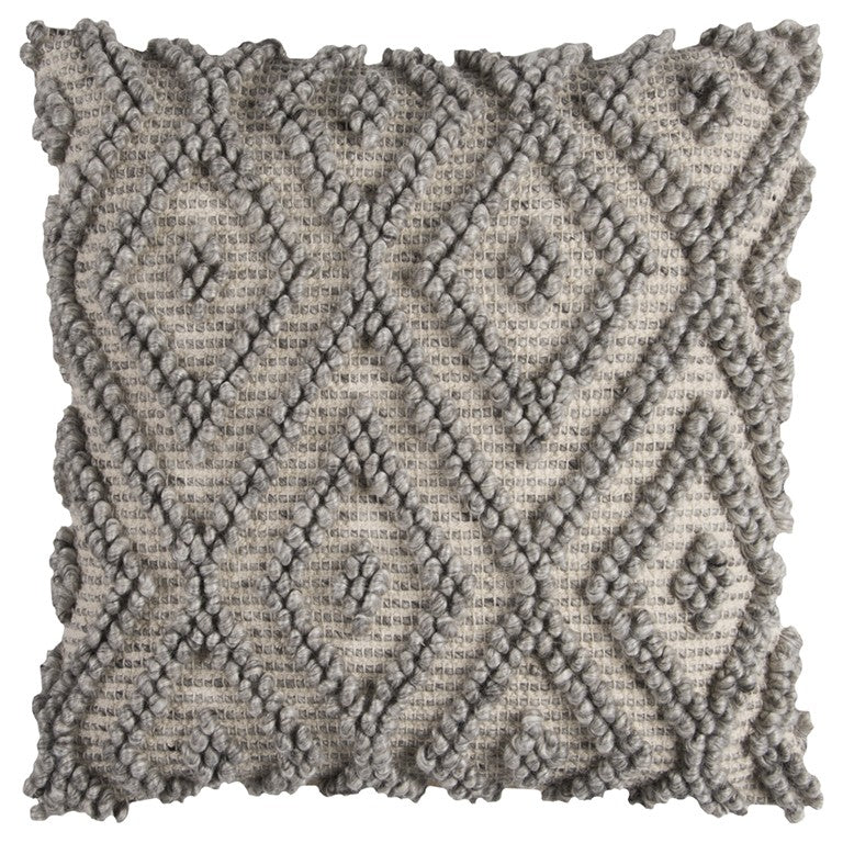 Natural Gray Nubby Diamonds Throw Pillow