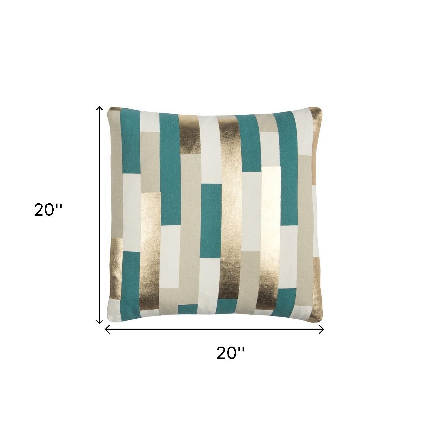 Teal Gold Metallic Stripe Throw Pillow