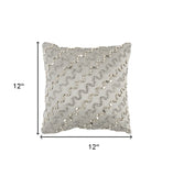 Lux Silver and Gold Beaded Chevron Throw Pillow