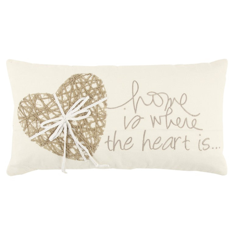 11" X 21" Ivory Home is Where the Heart Is Throw Pillow