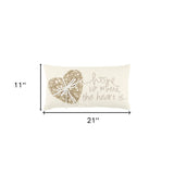 11" X 21" Ivory Home is Where the Heart Is Throw Pillow