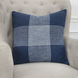 Indigo White Plaid Pattern Throw Pillow