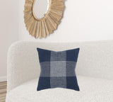 Indigo White Plaid Pattern Throw Pillow