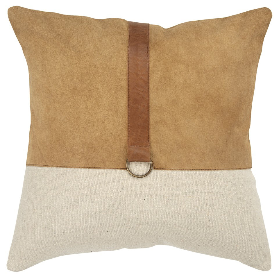 Brown Beige Leather Band Modern Throw Pillow