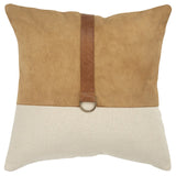 Brown Beige Leather Band Modern Throw Pillow