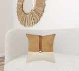 Brown Beige Leather Band Modern Throw Pillow