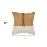 Brown Beige Leather Band Modern Throw Pillow